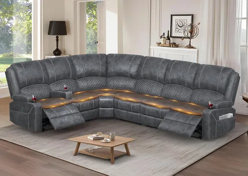 Vista 46 de Yolsali Sofá reclinable, sofá reclinable manual de 3 plazas con cojín de 2 niveles, sofás reclinables para sala de estar con consola removible