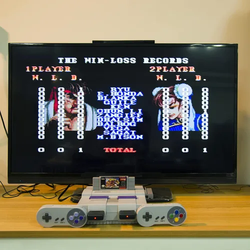 Vista 2 de MODESLAB - Paquete de 2 controles inalámbricos de 2.4 GHz compatibles con SNES retro conector de 7 pines recargable Plug & Play (versión USB no PC)