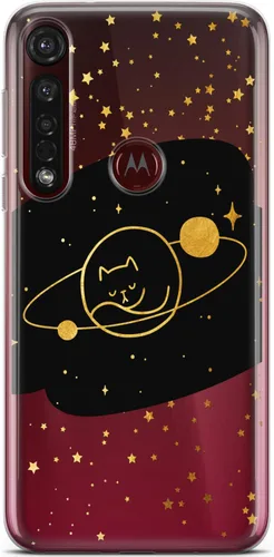 Vista 4 de Mertak Funda para teléfono compatible con Motorola Edge + Moto G9 G8 Plus G7 Play Power Z4 Flexible Gold Design Stars Cover Girl Light Women Slim