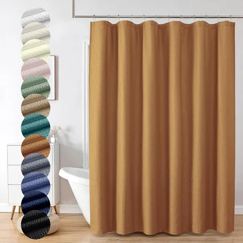 Vista 40 de OVZME Cortina de ducha de tela Berry Stall de 36 x 72 pulgadas, suave y gofre, pequeña cortina de ducha negra para baño con textura para un
