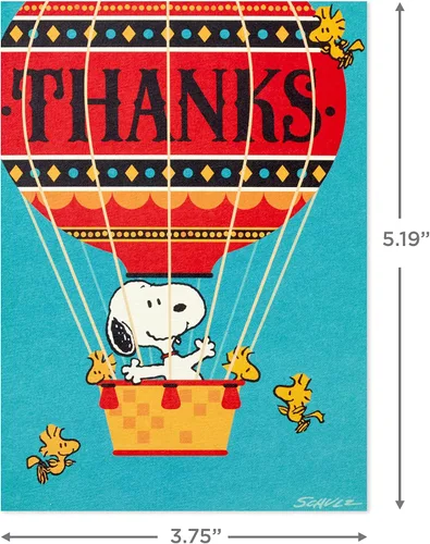 Vista 3 de Hallmark Tarjetas de agradecimiento de Peanuts, Snoopy in Hot Air Balloon (20 tarjetas con sobres)