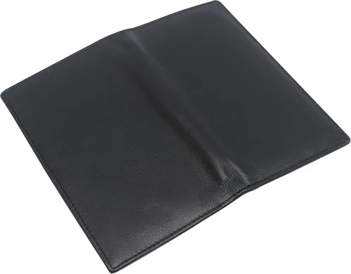 Vista 6 de RFID bloqueo doble cuero genuino tarjeta de crédito titular de identificación cartera larga, CN Negro, Bifold