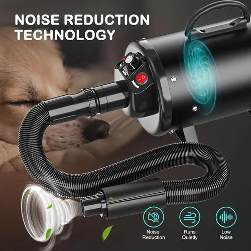 Vista 6 de Nova Microdermabrasion Secador de fuerza de pelo de mascotas de alta velocidad, soplador profesional de aseo de mascotas con 3 boquillas calentador