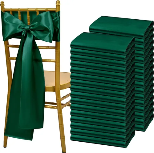 Vista 13 de Showgeous 60 cintas de satén color burdeos para decoración de sillas de recepción de boda, lazos para sillas de 7 x 78 pulgadas para banquetes