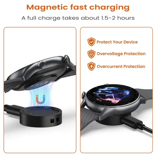 Vista 3 de Vancle Cargador para Amazfit Bip 6/Active 2, cable de carga magnético para Active 2, Amazfit Bip 6 Smart Watch (3.3 pies/3.3 ft)
