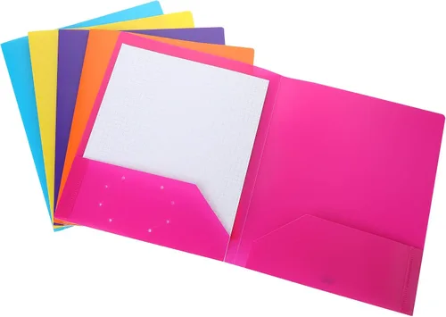 Vista 8 de Mr. Pen - Carpetas de plástico con bolsillos, 5 piezas, colores surtidos, carpetas con bolsillos Aesthetic File Folder with Business Card Slot