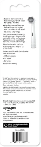 Vista 2 de Amazon Basics Braun Cabezales de cepillo de dientes eléctrico de repuesto, cerdas similares a hilo dental para eliminación de placa, se adapta a