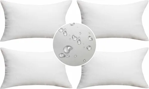 Vista 19 de Demetex Fundas de almohada de exterior impermeables de 16 x 16 pulgadas, fundas de almohada decorativas de lino para sala de estar, balcón y jardín