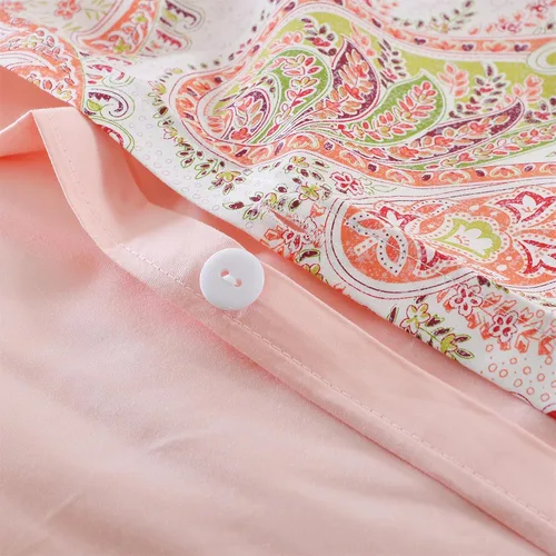 Vista 121 de ABREEZE Juego de funda de edredón tamaño individual con cierre de botón, 100% algodón egipcio, juego de ropa de cama floral de granja, color rosa, 3