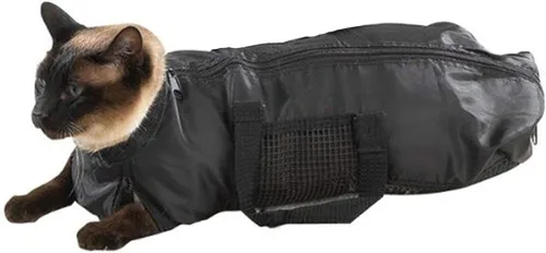 Vista 2 de Bolsa de aseo para gatos, bolsa de sujeción para gatos para baño y corte de uñas Anti-Scratch Cat Shower Bag with Zippers for Washing, Vet Visits