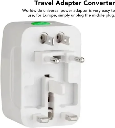 Vista 5 de LIANGLIDE Adaptador de viaje en todo el mundo, adaptador de corriente universal portátil multiusos en todo el mundo adaptador de enchufe de viaje