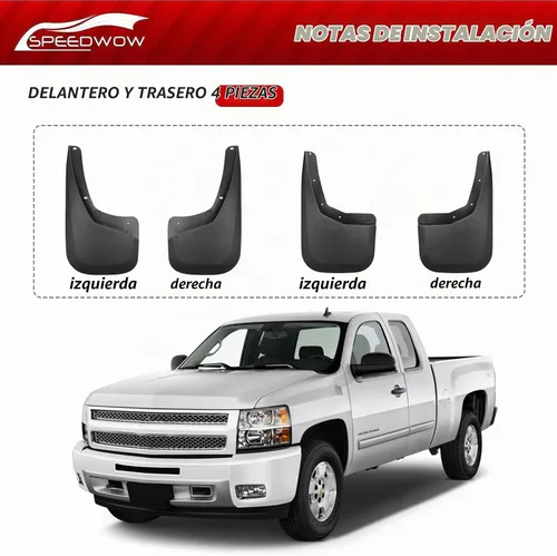 Vista 5 de SPEEDWOW - Juego de 4 protectores de salpicaduras para parabrisas y neumáticos para Chevy Silverado 2007-2013, sin necesidad de taladrar agujeros