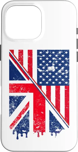Vista 18 de Funda para iPhone 15 Union Jack y bandera estadounidense para expatriados británicos y estadounidenses