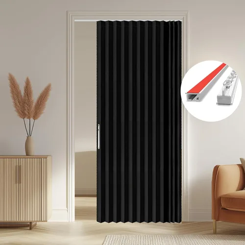 Vista 27 de AJAZZ Cortinas 100% Opacas para Puertas Corredizas de Entrada, Puertas de Acordeón para Entrada, Cortina Magnética para Puerta de Dormitorio Sala