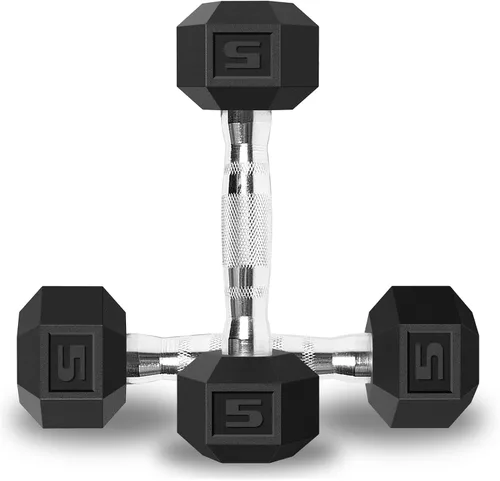 Vista 9 de Balelinko Rubber Grip Encased Dumbbell Cast Iron Weight with Anti-Slip Handle Dumbbell -Strength Training Equipment - Home Gym Accessories - Full