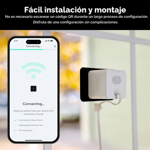 Vista 7 de Wyze Cámara de ventana, cámara de seguridad WiFi HD para interiores, visión nocturna a color mejorada, antirreflejo, detección de movimiento