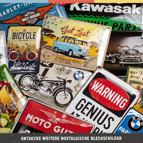Vista 5 de Nostalgic-Art Cartel de hojalata retro – Fiat 500 – Coche rojo en la calle – Idea de regalo para los fanáticos de Italia, placa de metal, diseño