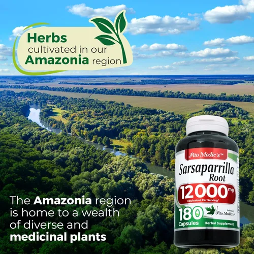 Vista 5 de FITO MEDIC'S Raíz de zarzaparrilla Cápsulas de raíz de zarzaparrilla 180 cápsulas Extracto concentrado Suplemento herbario altamente
