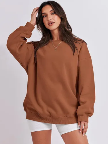 Vista 5 de ANRABESS Sudaderas de gran tamaño con capucha para mujer, cuello redondo, sin botones, ropa casual de otoño, ropa de preparación, adolescentes