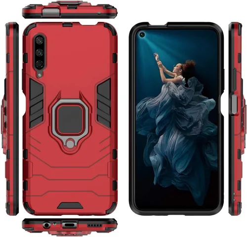 Vista 5 de Funda para Huawei Y9s 2019, soporte de anillo giratorio 360 con soporte magnético para coche, color negro