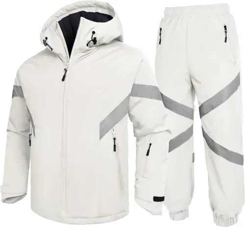Vista 9 de GEMYSE Men's Ski Suit Waterproof Snow Suit Winter snowboard Jacket and Pants Set Hooded ski outfits with Reflective Trim