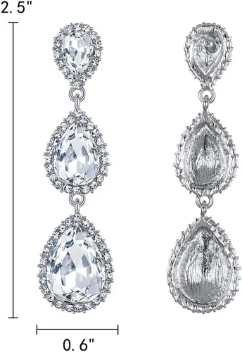 Vista 124 de EleQueen Pendientes de cristal austriaco en tono dorado para mujer, forma de pera de 2.5 pulgadas, color esmeralda