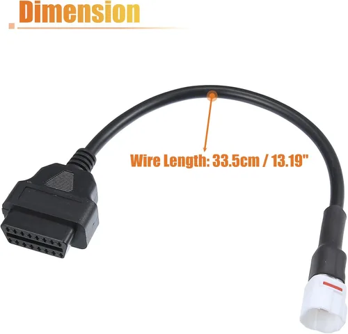 Vista 3 de X AUTOHAUX 4 Pin al cable adaptador de diagnóstico del cable de OBDII para el escáner de la motocicleta OBD2