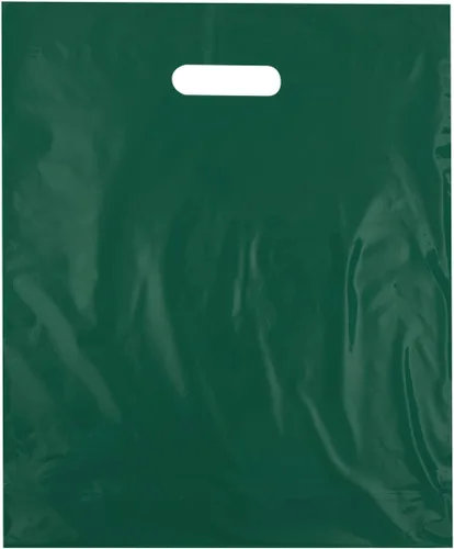 Vista 7 de Bolsas de compras de plástico con asas troqueladas de 9x12, negras, 100/cs – Bolsas marca directa