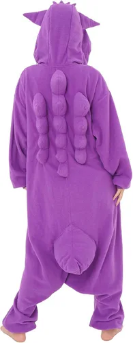 Vista 7 de SAZAC Gengar Kigurumi - Mameluco premium de Pokémon para adultos, disfraz de Halloween lujoso para adultos, ropa de descanso lavable a máquina