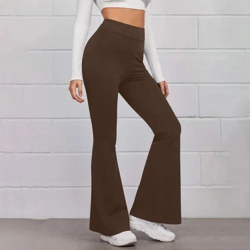Vista 2 de SMIDOW Leggings acampanados de cintura alta para mujer, pantalones de yoga con corte de bota, sin costuras, pantalones de yoga para gimnasio