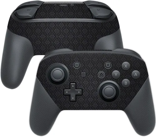 Vista 4 de MightySkins Skin compatible con Nintendo Switch Pro Controller - Negro abstracto Funda protectora de vinilo duradera y única Fácil de aplicar