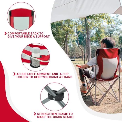 Vista 5 de KingCamp Sillón plegable ligero para exteriores con portavasos y reposabrazos ajustables para campamento, eventos deportivos o portón trasero