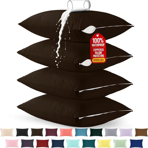 Vista 41 de Utopia Bedding Protector de almohada impermeable, con cremallera, paquete de 2, beige, estándar, funda de almohada a prueba de chinches, de 20 x 26