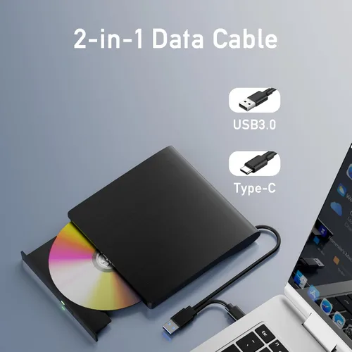 Vista 4 de wintale Blu Ray Burner Externo, USB 3.0 y Tipo-C Unidades Blu-ray externas