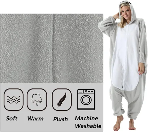 Vista 5 de SimZoo Adult Animal Onesie Pajamas, Men and Women's Animal Cosplay Costume Sleepwear, One-Piece Unisex Homewear