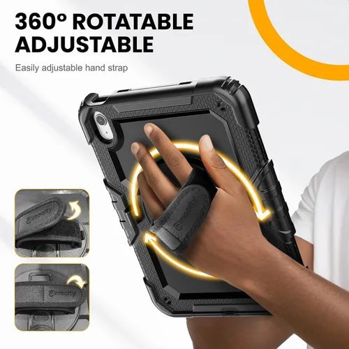 Vista 7 de Timecity - Funda para iPad de 9ª/8ª/7ª generación, de 10.2 pulgadas, funda protectora resistente con protector de pantalla, soporte giratorio Negro