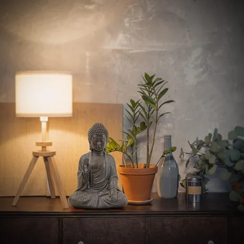 Vista 3 de Leekung Estatua de Buda para Decoración del Hogar, Estatua de Buda Decoración Zen, Decoración de Buda de Meditación Marrón 7 Pulgadas Marrón Oscuro