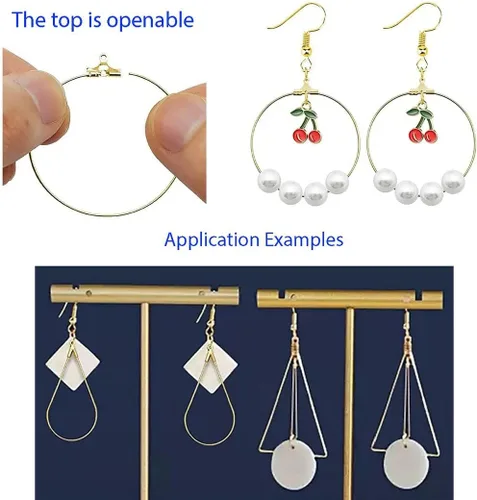 Vista 3 de 10 piezas Adabele resistentes al deslustre de 1.181 in círculo redondo con cuentas de aro chapado en oro amarillo de 18 quilates para aretes