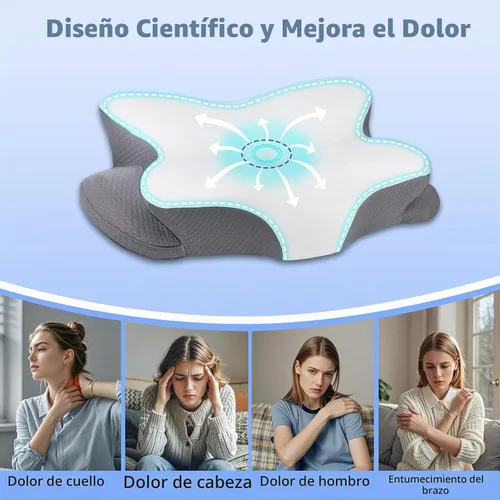 Vista 5 de Almohada cervical de espuma viscoelástica, almohada refrescante para dormir, almohadas ergonómicas de espuma viscoelástica para apoyo del cuello