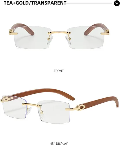 Vista 4 de Heptagram - Lentes de sol rectangulares sin montura para mujeres y hombres, gángster de los años 90, sin marco, retro, vintage, de moda