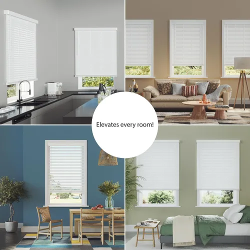 Vista 4 de Lumino - 2" Cordless Smooth Slat Faux Wood Window Blinds for Home - 29.5" W x 60" L - White, Faux Wood Blinds for Indoor Windows, Room Darkening