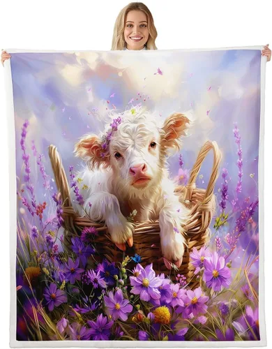 Vista 10 de Manfei Cute Cat Kids Throw Blanket Flower Heart Print Fuzzy Blanket for Boy Girls Room Decor, Kawaii Animal Theme Blanket for Bed Couch Sofa, Soft