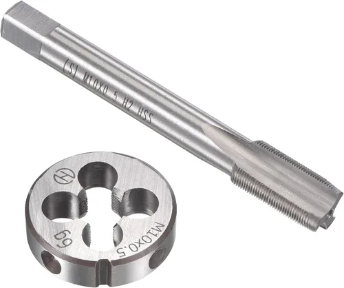 Vista 9 de uxcell M8 x 0.020 in Juego de llaves métricas y troqueles, rosca de máquina con troquel de roscado redondo, kit de grifo y troquelado