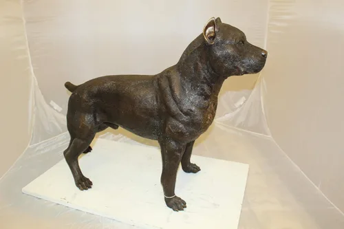 Vista 8 de Nifao Pit Bull Dog, animal, estatua de bronce medio perdido, 33 pulgadas de largo x 11 pulgadas de ancho x 26 pulgadas de alto