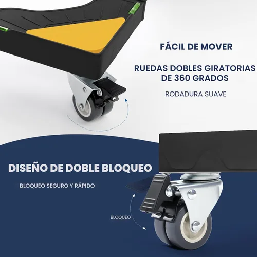 Vista 3 de W B D WEIBIDA Rodillo Móvil con 4 Ruedas con Seguro, Plataforma Rodante Ajustable para Muebles, Soporte para Mini Refrigerador, Carrito