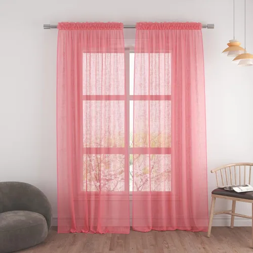 Vista 18 de UPOPO Paneles de Cortina Beige Pequeños Cortinas Transparentes de Gasa de 16 Pulgadas de Largo Cortinas de Cocina de Voile con Textura de Lino