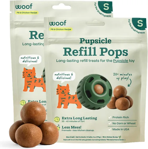 Vista 18 de WOOF Pupsicle Refill Pops - Snacks para perro de poco desorden - con mantequilla de cacahuete y carne de res - Premios para perro - De larga