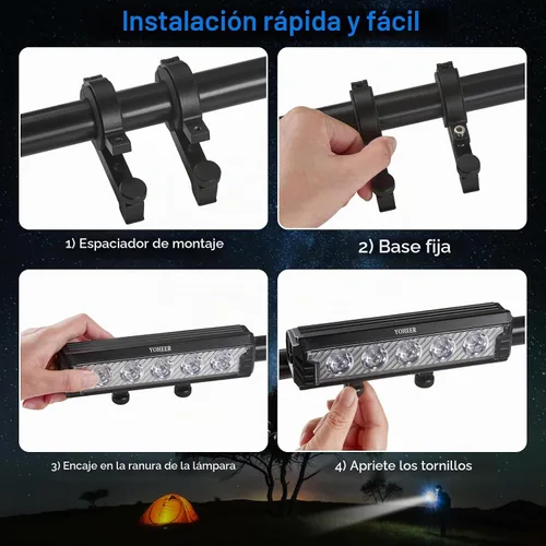Vista 4 de Faro de bicicleta súper brillante, 2800 lúmenes para conducción nocturna