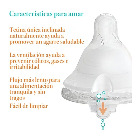 Vista 3 de Evenflo Feeding Balance + pezón de biberón de silicona sin BPA de cuello ancho, flujo medio, 3 meses + 6