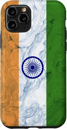 Vista 13 de iPhone 12 mini bandera de la India y fondo elegante - Funda del orgullo indio